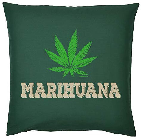 Tini -Shirts Cannabis Sprüche Kissen - Deko-Kissen Marihuana : Marihuana -- Kiffer Geschenk-Kissen Hanf / Weed - Kissen ohne Füllung - Farbe: dunkelgrün