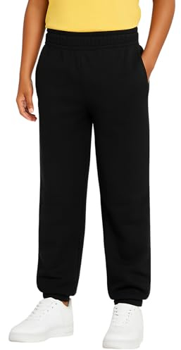 Urban Road Kids Heavy Blend Plain Jogging Bottoms Trousers for Boys & Girls Black