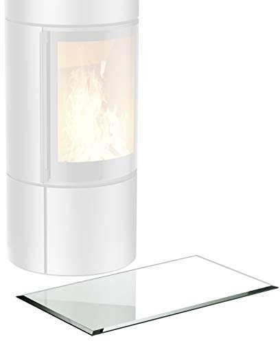 BIJON Glasplatte Rechteck für Kaminofen mit Dichtlippe, Glasbodenplatte - Funkenschutzplatte Glas mit Facettenschliff, Kaminglas Bodenplatte, Stärke 6mm 40x60 cm oder 60x40 cm