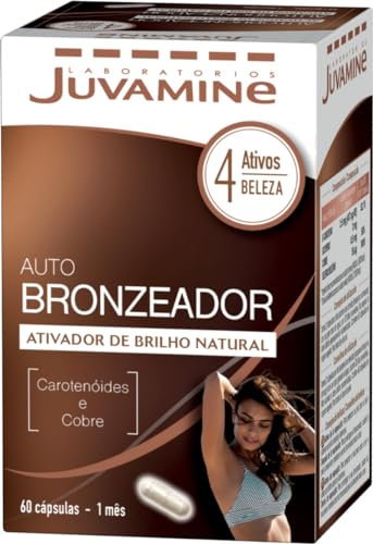 JUVAMINE - Autobronceador - Activador de Brillo Natural - 60 Cápsulas - 1 Mes - 4 Activos Belleza - Bronceado Uniforme y Luminoso - Preparación de la piel - Prolongar el bronceado - Carotenoides