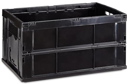 Relaxdays 1 x Profi Klappbox, stabil, Gewerbe, hochwertiger Kunststoff, Qualität, 60L, Kiste, HBT 31,5 x 58,5 x 40 cm, schwarz