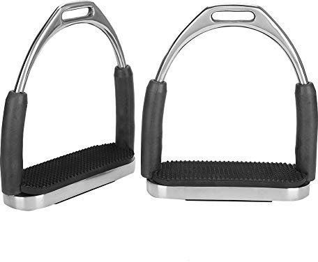 Fdit 2Pcs Stirrups for Saddle Safety Stirrups with Non-Slip Rubber Pads for Equestrian Sports
