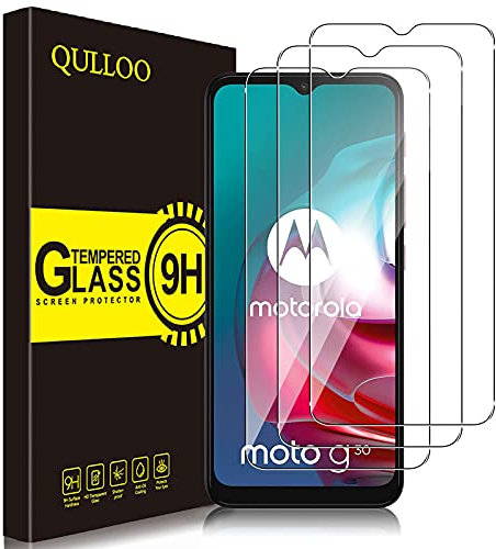 QULLOO Schutzfolie Kompatibel mit Motorola Moto G9 Play / G10 / G30 [3 Stück], 9H Härte Panzer Schutz Glas Folie Anti-Kratzen Handy Schutzglas HD Displayschutzfolie