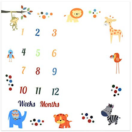 WEONE 100x100 cm Baby-Monatsdecke, weiß, Fotografie für Jungen und Mädchen, Kulisse, Decke, Teppich, Wachstum, Milestone