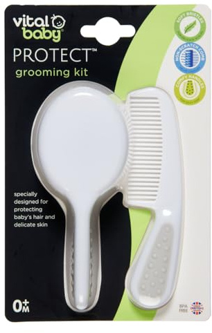 Vital Baby Protect Grooming Set, Brush and Comb Set,White