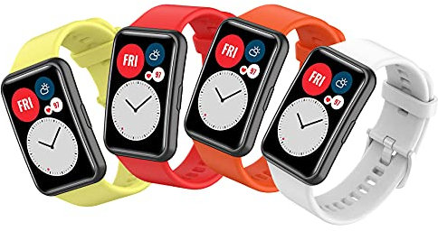 SenMore 4 Pièces Bracelets Compatibles avec Huawei Watch Fit Bracelet en Silicone Bracelets de Sport Accessoires de Montre Intelligente pour HUAWEI Watch FIT/New/Elegant/Special Edition/SE