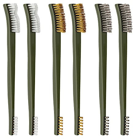 TONITTO 6Pcs Small Wire Brush Double-Ended Brass Brush Stainless Steel Wire Brush for Cleaning Welding Slag and Rust