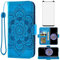 Asuwish Handyhülle für Samsung Galaxy S9 Plus Hülle mit Glas Folie Schutzfolie Kartenfach Klappbar Leder Geldbörse Ständer S9+ 9S + S 9plus 9 9+ S9plus Handy Hüllen Mandala Schutzhülle Phone Case Blau