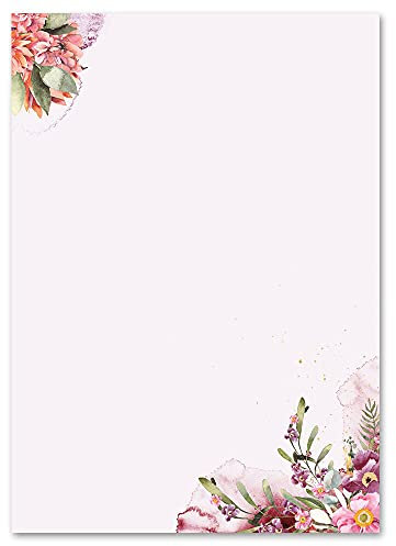 100 Blatt Briefpapier Blumen & Blüten BLÜTENZEIT - DIN A6 Format - Paper-Media