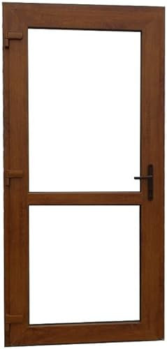 Porta esterna in PVC PVC per negozio, balcone, casa, economia. 4 colori: antracite, rovere dorato, noce, bianco (100x210 porta sinistra, rovere dorato)