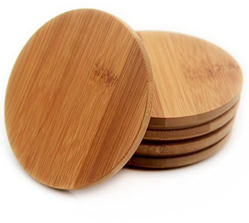 LPAYOK Bambus-Tassenabdeckungen – Set mit 4 Holzdeckeln für Tee- und Kaffeegläser