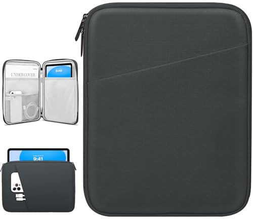 Dadanism 9-11 Zoll Tablet Tasche Hülle für iPad Air/Pro 11, iPad (A16) 11. Gen 11, i-Pad 10. Gen 10,9 Air 5/4, i-Pad 9/8/7. Gen 10,2, Galaxy Tab A9+ 11/S9 FE 10,9, Tab M11 11,Schwarz+Grau