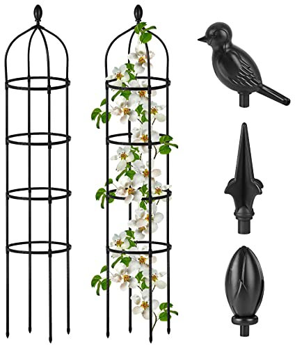 Garden Obelisk Trellis for Climbing Plants Outdoor 6 Ft Rose Bush Round Trellis for Pots Rustproof Metal Plant Flower Trellises for Clematis Vine Jasmine Support Outdoor Indoor