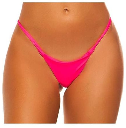 Koucla Bas de bikini brésilien sexy pour femme - Rose fluo - Taille 40 (L), rose fluorescent
