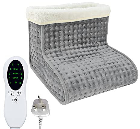 Electric Foot Warmer, CJBIN Cold Feet Warmers, Cosy Heated Foot Warmer with Removable Lining, Adjustable 10 Temperature Settings and 3 Timer Settings, Foot Heater Warmer for Winter Home Office, Grey