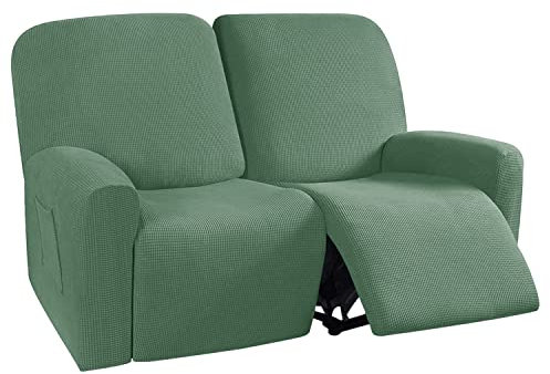YOPOIY Wasserdicht 6-teilige Liegesofa-Abdeckung mit Taschen, Zweisitzer Zweisitzer Sofabezug Hüssel Jacquard-Lazyboy Relaxsessel Bezug für Wohnzimmer-grün-Einheitsgröße
