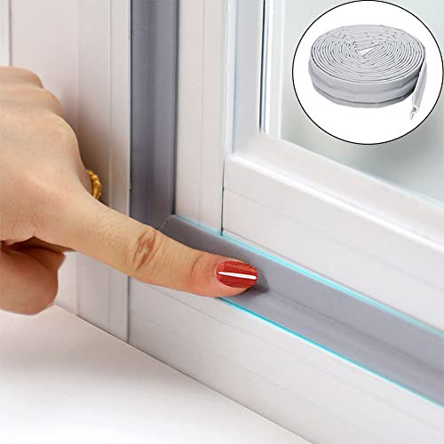 180Inch/4M Autoadhesivo Aislante Acustico Tira de Sellado,Burlete Puerta,Tira Sellado Exterior Acustico,Tira de Sellado de Espuma de PU Autoadhesiva,para Ventanas Frio Aluminio(Gris)