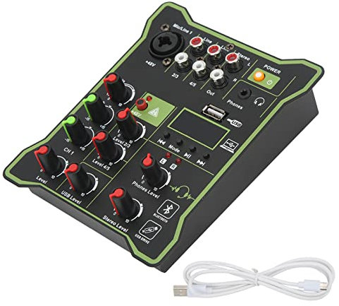 Agatige Mini-Stereo-Audio-Mixer, tragbares 5-Kanal-Mischpult Audio-Mixer-Soundboard-Konsolensystem mit Bluetooth