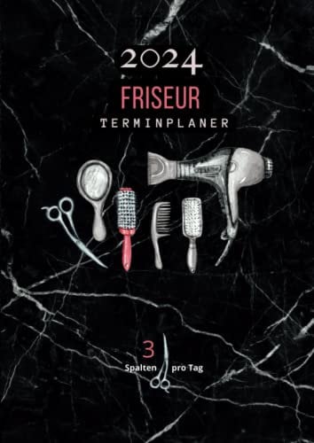 Friseur Terminplaner 2024: 3 Spalten pro Tag: Kalender für 3 bis 6 Mitarbeiter mit monatlichem Schichtplaner | Von 8.00 bis 21.00 Uhr | 15-30-45-Minuten-Takt | Großformat A4