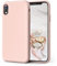 OIIAEE Silicone Case Compatible with iPhone XR Case 6.1 Inch, Soft Ultra Slim Protective Shockproof Liquid Silicone Phone Case with Anti-Scratch Microfiber Lining,Sand Pink