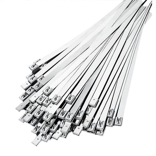 Minidiva 100pcs 304 Stainless Steel Tie, Metal Cable Ties with Rolling Self Locking, Steel Locking Ties, Suitable for Binding Cable, Garden Repair (4.6 * 100mm)