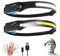 Stirnlampe LED Wiederaufladbar, Kopflampe mit Breitstrahl Stirnleuchte Aufladbar, stirnlampen, adventure light, 230 grad, usb c, 400 Lumen, 5 Modi, Bewegungssensor, Wasserdicht, Angeln (2, Schwarz-2)