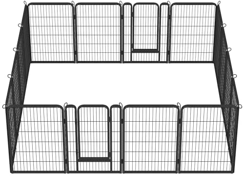 Yaheetech 16 Panneaux Parc pour Chien 100 cm Enclos en Métal avec Porte | Clôture modulables pour chien, chiots, lapins, canards et rongeurs, panneaux avec porte à loquet sécurisé intérieur/extérieur