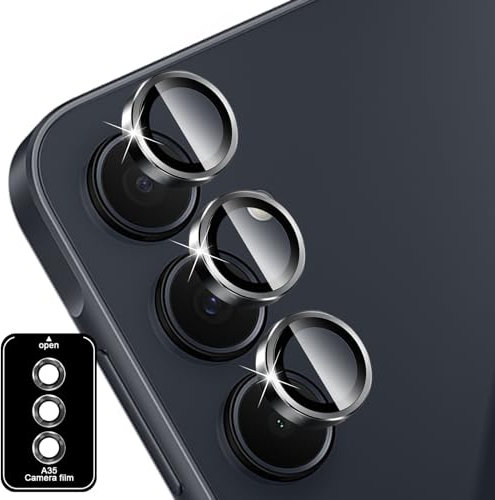 LiiLaa Kamera Schutzfolie für Panzerglas für Samsung Galaxy A35 5G, Panzer Schutz Glas Kameraschutz 9H Härte Anti-Kratzen Kamera Folie HD Klar Linse Schutzglas - Schwarz