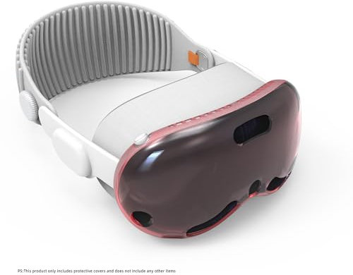 Vision Pro VR Headset Gehäuse Durchsichtig TPU Bildschirm Schutzhülle Objektiv Abdeckung Schutzhülle für Vision Pro (Transparent Rot)