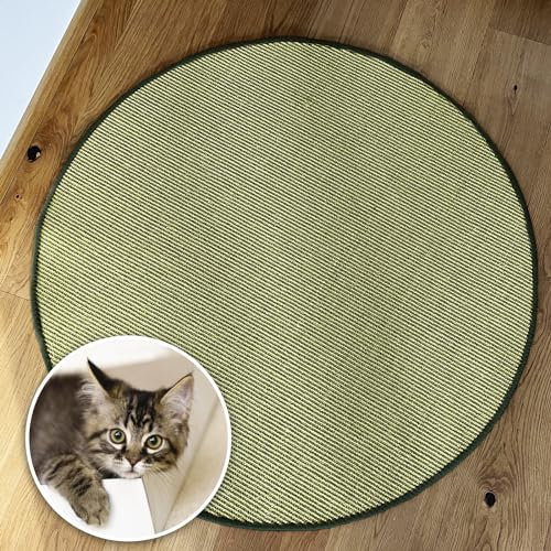 casa pura Katzen Kratzmatte rund 80cm Ø aus Natur Sisal Kratzteppich Kratzmöglichkeiten für Katzen Kratzmöbel für Wand oder Boden - robust & waschbar, grün