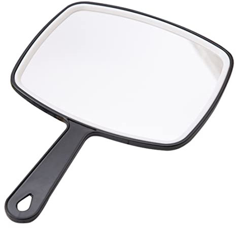 Hand Held Mirror Makeup Shaving Wall Hanging Shower Hairdressers Large Size Mirrors Black, hand mirror