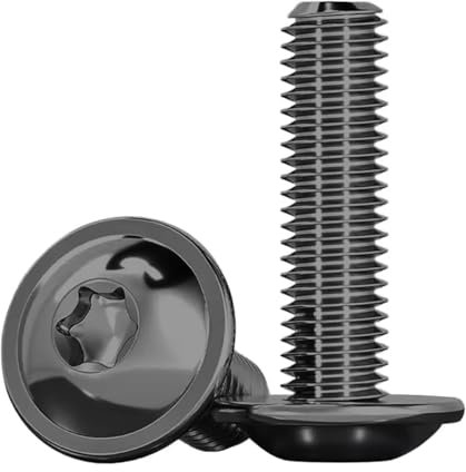 Drenky 20 Pièces M6x25mm Vis à Tête Plate Avec Collerette Noir Vis Torx ISO 7380-2 Vis à Collerette Acier Inoxydable A2 V2A Vis De Machine Vis Filetée, Filetage Complet