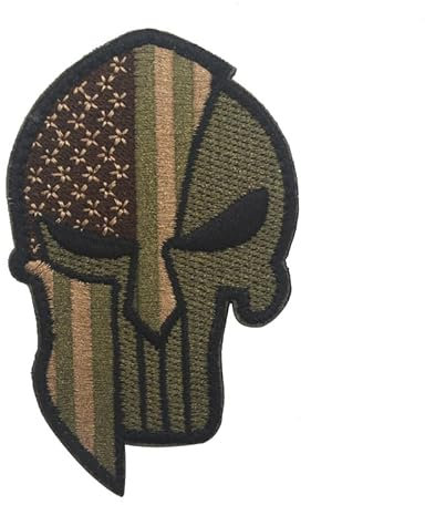 Aspcsmomt Toppa con teschio con bandiera americana, ricamata, tattica, morale, punitore, con gancio e anello, da cucire su zaino, giacca, cappello, uniforme