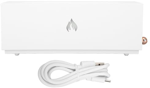 3D-Kamin-Optik, Flammen-Luftverteiler, Mehrfarbiges Feuer, 320 Ml Luftbefeuchter mit Lautlosem Nebel und Automatischem Abschaltschutz für Schlafzimmer, Büro (White)