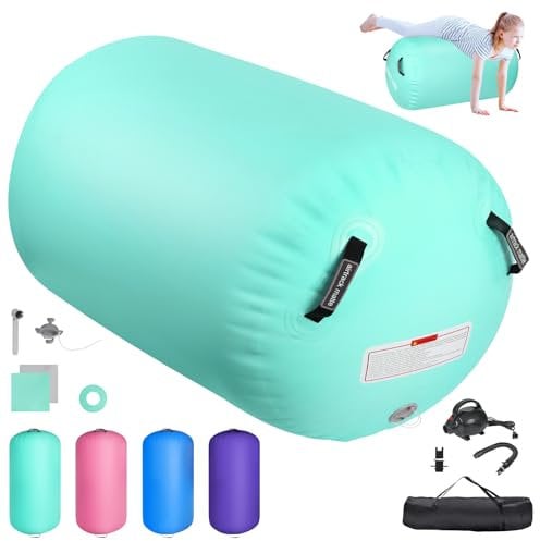 Airtrack Matte Aufblasbare Air Roll,100/120cm Gymnastik Rolle Barrel Gymnastik Tumbling Yoga Gymnastik Rolle Gymnastikmatte, Fitnessrolle