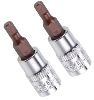 TA-VIGOR 2Pcs 1/4 Drive x H4 (4mm) Allen Key Socket, Premium S2 Steel Bits, Hex Bit with 38mm Length for Ratchet Wrench, Torque Wrench, Slide Bar, Impact Power Drills