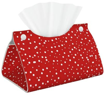 Taschentuchbox-Abdeckung, Rot und Weiß, gepunktet, 20 x 12 x 11,4 cm, rot und weiß gepunktet, lange Taschentuchbox, Organizer für Badezimmer, Waschtisch, Arbeitsplatte, Büro
