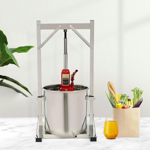 FUEPRFL 22 Liter Fruit Wine Press Stainless Steel Apple Wine Press, Equipped With Auxiliary Hydraulic Jack, Used For Making Apple/wine/carrot/orange/berry/vegetable Juice, Supplies And Equipment~/