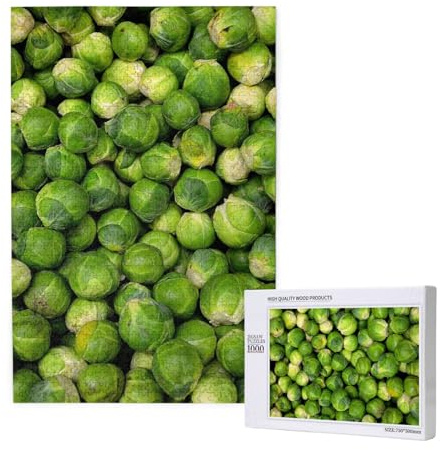 Green Brussel Sprout Print, Jigsaw Puzzles 1000 Pieces Wooden Jigsaw Toy Family Game Wall Decor for Adults Teens