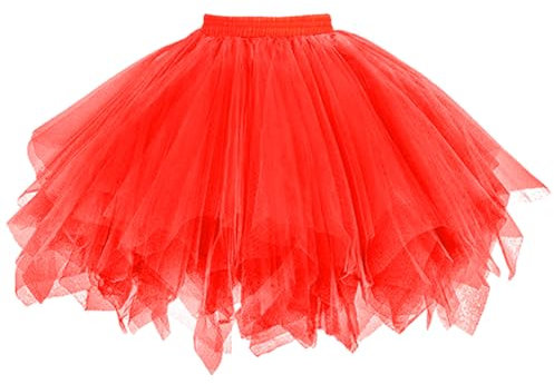 AUYAO Tutu Klassisch Elastisch Tüll Tüllrock, Damen Tutu Klassisch Rock 80er Jahre Outfit Rock Tütü Dirndl Kurz Teen Ballet Dance Dress Up Party Zubehör Ballett Tanzkleidung Ballettkleidung (Rot)