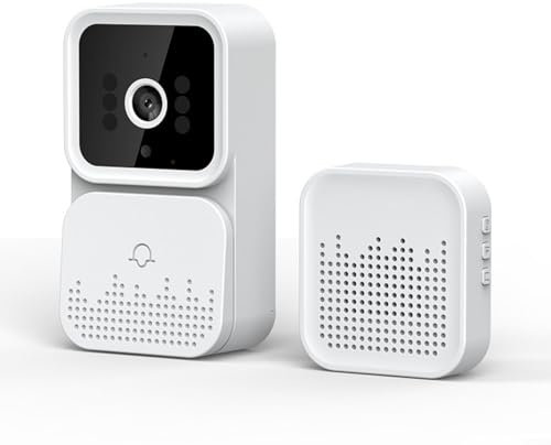 Sandyseptember Timbre inalámbrico inteligente con video, timbre automático de puerta WiFi con video inteligente, timbre de seguridad para el hogar, oficina, hotel