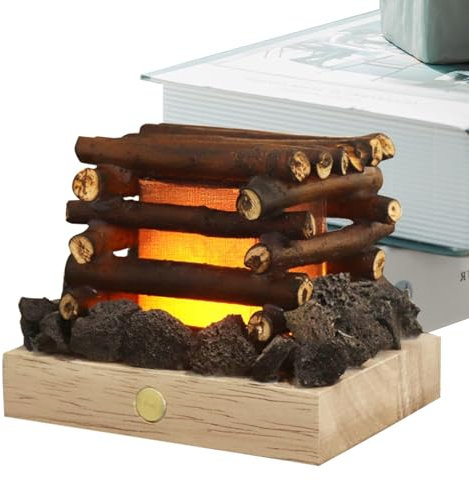 Sghtil Bûches de cheminée LED, Fausses bûches de feu, Fausse veilleuse de feu de Camp, Commande Tactile, 3 Modes réglables, Lampe LED à Bois de Chauffage, Fausse cheminée électrique, veilleuse pour