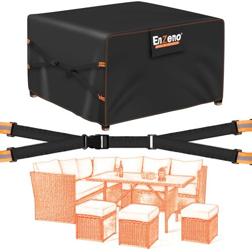Enzeno New Upgrade Garden Furniture Set Covers Waterproof,500D Heavy Duty Oxford cloth Outdoor Furniture Covers,Wider Vents for Patio Chair and Table Rattan Sofa 250x250x90cm Rectangular