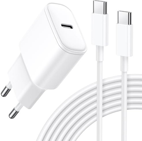 20W Chargeur USB C Charge Rapide pour iPhone 16/16 Pro Max/16 Plus/15/15 Pro Max/15 Plus/16E/iPad 10eme Generation/iPad Air/iPad Mini et 2M Câble, KRSEUB Adaptateur Type C Mural Alimentation Prise