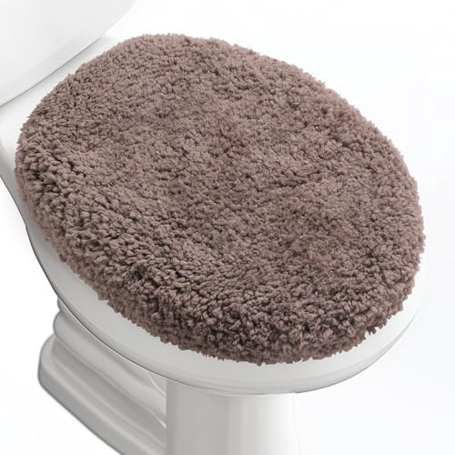 BAAHRNOM Soft Microfiber Toilet Seat Cover 17.5 x 15 Machine Washable | Solid Toilet Lid Cover Adjustable Rubber Backing Fits Most 16 -17.5 L x 14-16 W Round Oblong and Elongated Toilet Seat