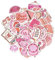 BRDXOOL 60 adesivi rosa con graffiti d'amore, a forma di cuore, adesivi a forma di libro, adesivi decorativi, impermeabili, simpatici adesivi decorativi per ragazze