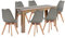 LafeuR Ensemble de salle à manger avec 6 chaises - Rectangulaire en chêne - Table de cuisine et 6 chaises de salle à manger - Pour salon, cuisine, bureau (table noire noyer de 140 cm + 6 chaises