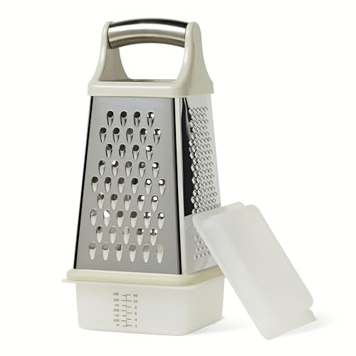 Amazon Basics Rallador de Queso de 4 Caras, Acero Inoxidable, Apto para Lavavajillas