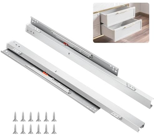 Auszugsschienen Bodenmontage, 1 Paar 400mm/500mm Unterflurführungen Schubladenschiene, Schubladenschienen Vollauszug, Schubladenschienen Softclose, 40 KG Ladekapazität