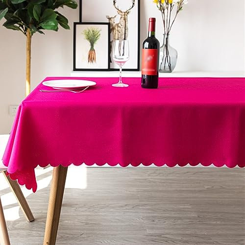 Nappe Anti-Taches Lavable Polyester pour Anniversaire Mariage Fête Fushia 140x140cm Carré Facile à Nettoyer Parfait pour les occasions Spéciales